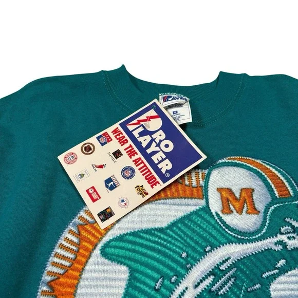 Vintage Miami Dolphins Sweatshirt USA Medium NOS Pullover - Picture 6 of 6